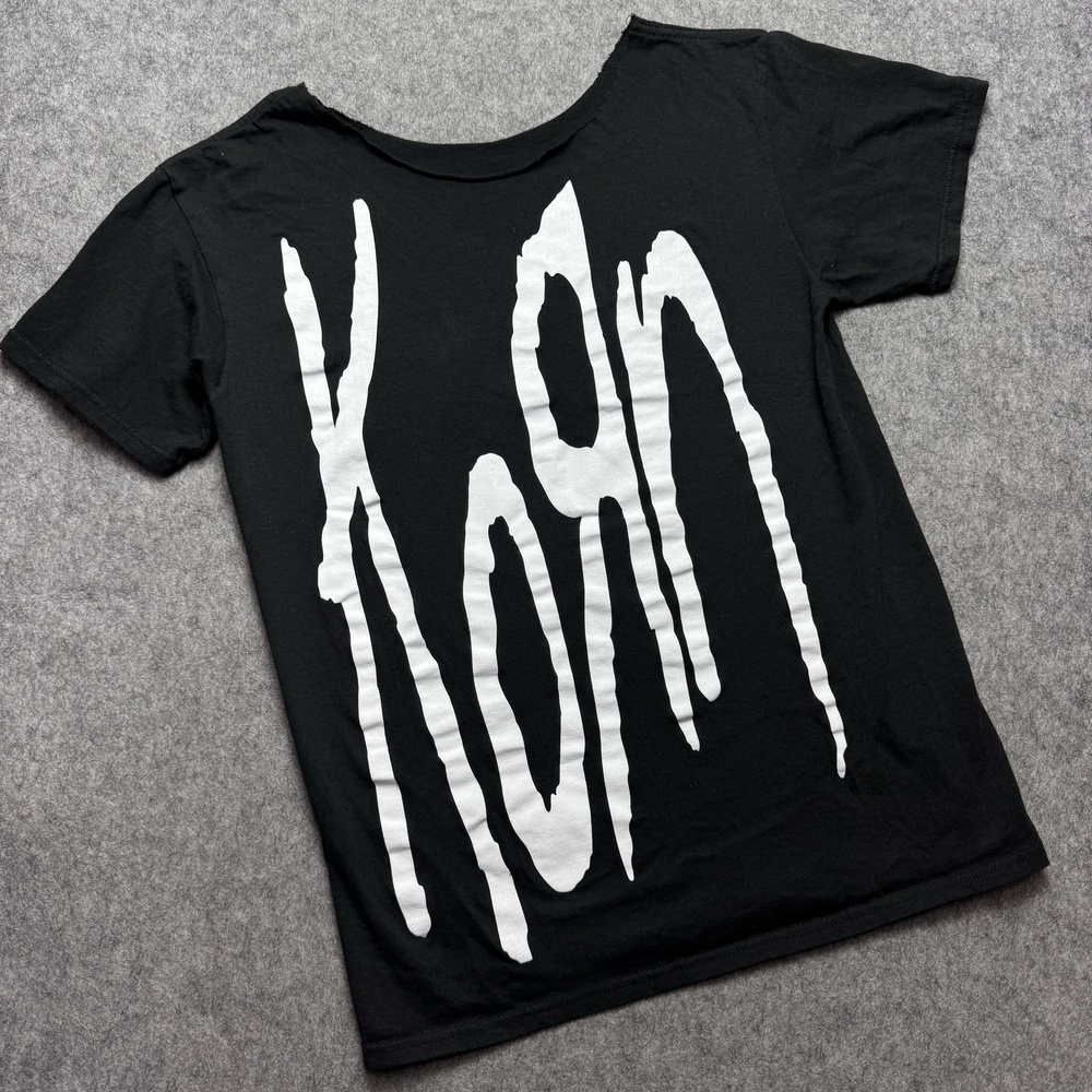 Korn Shirt Mens Medium Black Band Logo Graphic Tee Tagless Cotton Jersey
